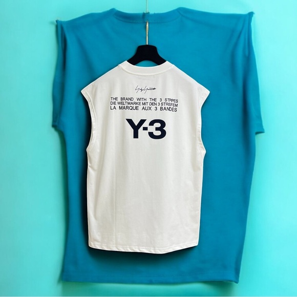 Y-3 White Tank Top with Bold Black Logo - Picture 1 of 7